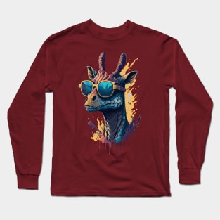 Cool Dinosaur  Giraffe Wearing Shades Long Sleeve T-Shirt